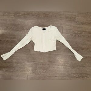 White Fox Cropped Zip Up